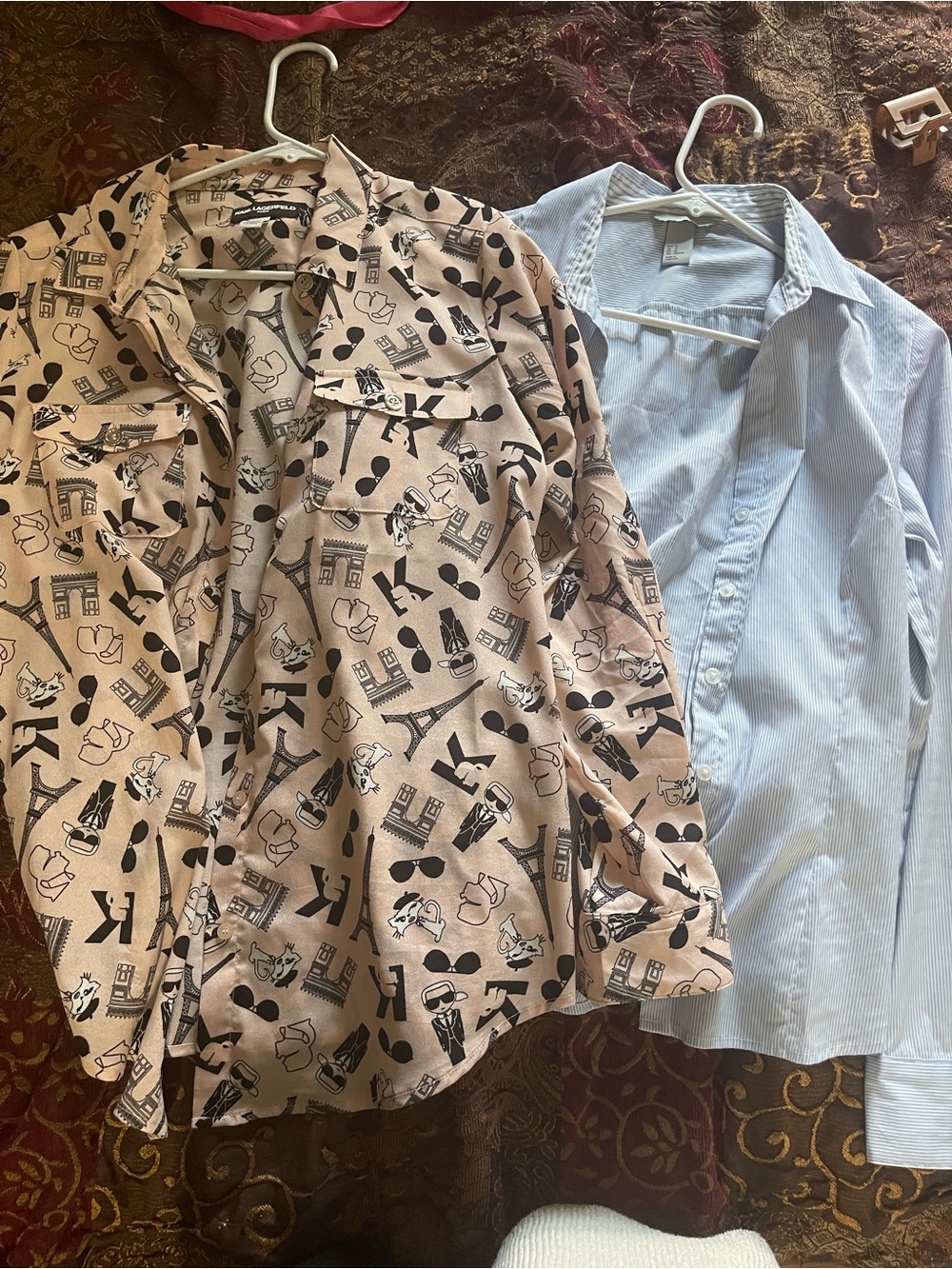 Bundle Karl Lagerfeld  Graphic Print Button-Down Shirt H&M striped blue size 10